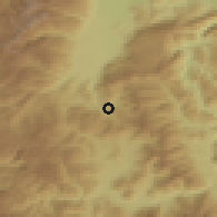Shaded relief of the 53 km around Srbinovo, drawn from the GMTED2010 grid