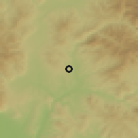 Shaded relief of the 53 km around Staro Nagoričane, drawn from the GMTED2010 grid