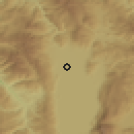 Shaded relief of the 53 km around Struga, drawn from the GMTED2010 grid