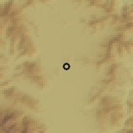 Shaded relief of the 53 km around Topolčani, drawn from the GMTED2010 grid