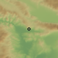Shaded relief of the 53 km around Valandovo, drawn from the GMTED2010 grid