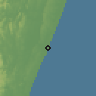 Shaded relief of the 59 km around Andevoranto, drawn from the GMTED2010 grid