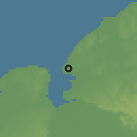 Shaded relief of the 59 km around Mahajanga, drawn from the GMTED2010 grid