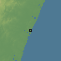 Shaded relief of the 58 km around Manakara, drawn from the GMTED2010 grid