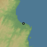 Shaded relief of the 59 km around Mananara, drawn from the GMTED2010 grid