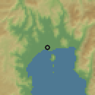 Shaded relief of the 59 km around Maroantsetra, drawn from the GMTED2010 grid