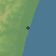 Shaded relief of the 58 km around Nosy Varika, drawn from the GMTED2010 grid