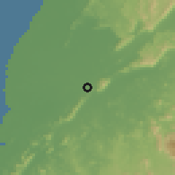 Shaded relief of the 60 km around Ambilobe, drawn from the GMTED2010 grid