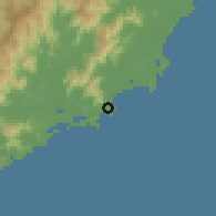 Shaded relief of the 58 km around Taolanaro, drawn from the GMTED2010 grid