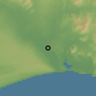Shaded relief of the 58 km around Amboasary, drawn from the GMTED2010 grid