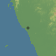 Shaded relief of the 60 km around Air Hitam, drawn from the GMTED2010 grid