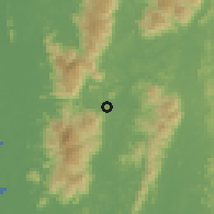 Shaded relief of the 60 km around Air Kuning Selatan, drawn from the GMTED2010 grid