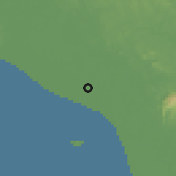 Shaded relief of the 60 km around Benut, drawn from the GMTED2010 grid