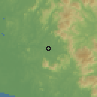 Shaded relief of the 60 km around Beranang, drawn from the GMTED2010 grid