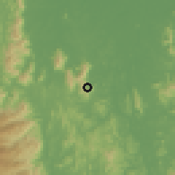 Shaded relief of the 60 km around Berdang, drawn from the GMTED2010 grid