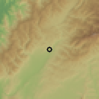 Shaded relief of the 60 km around Apin-Apin, drawn from the GMTED2010 grid