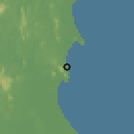 Shaded relief of the 60 km around Beserah, drawn from the GMTED2010 grid