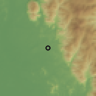 Shaded relief of the 60 km around Bidor, drawn from the GMTED2010 grid