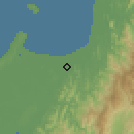Shaded relief of the 60 km around Bongawun, drawn from the GMTED2010 grid
