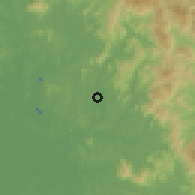 Shaded relief of the 60 km around Bukit Angkat, drawn from the GMTED2010 grid
