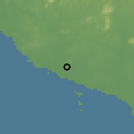 Shaded relief of the 60 km around Bukit Baru, drawn from the GMTED2010 grid