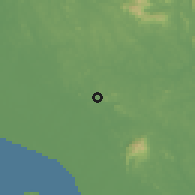 Shaded relief of the 60 km around Bukit Batu, drawn from the GMTED2010 grid