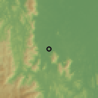 Shaded relief of the 60 km around Bukit Bunga, drawn from the GMTED2010 grid