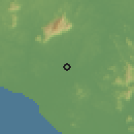 Shaded relief of the 60 km around Bukit Gambir, drawn from the GMTED2010 grid