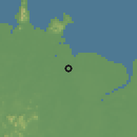 Shaded relief of the 60 km around Asajaya, drawn from the GMTED2010 grid