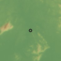 Shaded relief of the 60 km around Bukit Kepong, drawn from the GMTED2010 grid