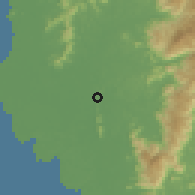 Shaded relief of the 60 km around Bukit Merah, drawn from the GMTED2010 grid