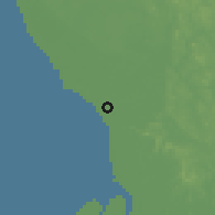 Shaded relief of the 60 km around Asam Jawa, drawn from the GMTED2010 grid
