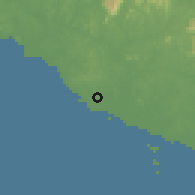 Shaded relief of the 60 km around Bukit Rambai, drawn from the GMTED2010 grid