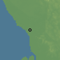 Shaded relief of the 60 km around Bukit Rotan, drawn from the GMTED2010 grid