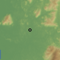 Shaded relief of the 60 km around Bukit Selembau, drawn from the GMTED2010 grid