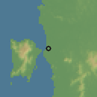 Shaded relief of the 60 km around Butterworth, drawn from the GMTED2010 grid