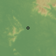 Shaded relief of the 60 km around Chaah, drawn from the GMTED2010 grid