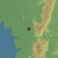 Shaded relief of the 60 km around Aulong, drawn from the GMTED2010 grid