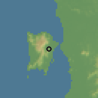 Shaded relief of the 60 km around Changkat, drawn from the GMTED2010 grid