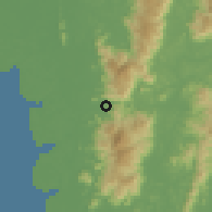 Shaded relief of the 60 km around Changkat Jering, drawn from the GMTED2010 grid