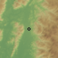 Shaded relief of the 60 km around Chemor, drawn from the GMTED2010 grid