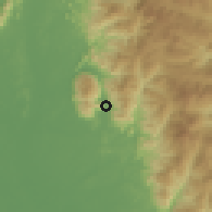 Shaded relief of the 60 km around Chenderiang, drawn from the GMTED2010 grid