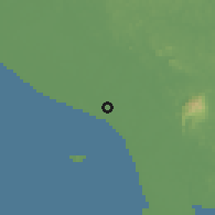 Shaded relief of the 60 km around Ayer Baloi, drawn from the GMTED2010 grid