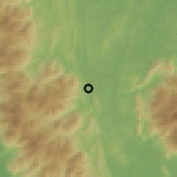 Shaded relief of the 60 km around Cheroh, drawn from the GMTED2010 grid