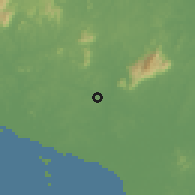 Shaded relief of the 60 km around Chin Chin, drawn from the GMTED2010 grid