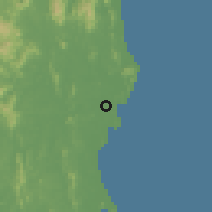 Shaded relief of the 60 km around Cukai, drawn from the GMTED2010 grid