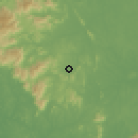 Shaded relief of the 60 km around Dangi, drawn from the GMTED2010 grid