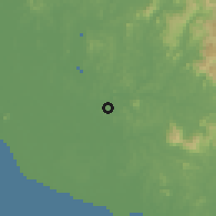 Shaded relief of the 60 km around Dengkil, drawn from the GMTED2010 grid
