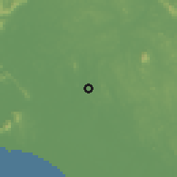 Shaded relief of the 60 km around Ayer Hitam, drawn from the GMTED2010 grid