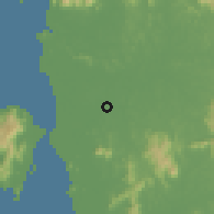 Shaded relief of the 60 km around Gelugor, drawn from the GMTED2010 grid